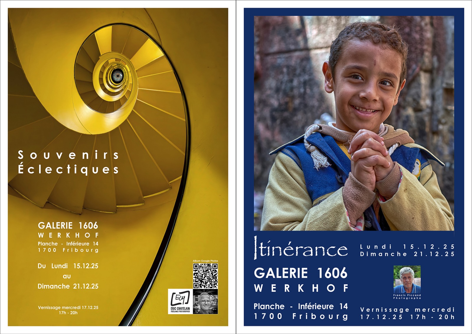 Exposition de nos membres Eric Chatelain « Souvenirs éclectiques » et Francis Piccand « Itinérance » du 15 au 21 décembre 2025 au Werkhof à Fribourg